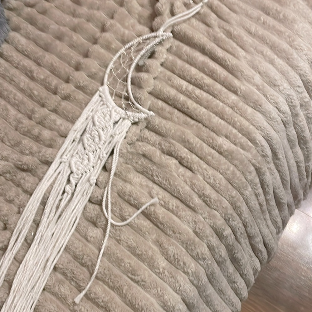 Macrame light up hanging moon.